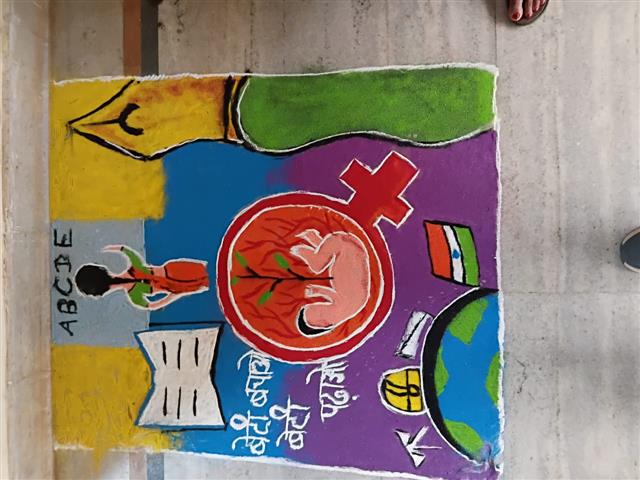 Govt. Chandulal Chandrakar Arts & Science College, Patan - Beti-Bachao-Beti Badhao-RANGOLI-Gender Equality Program-07.08.2025