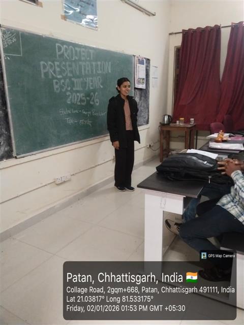 प्रोजेक्ट प्रस्तुति दिनांक 02.01.2026 B. Sc.-3 Year